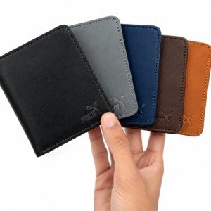 Genuine Leather Slim Bifold Wallet for Men - 6-Card Holder with ID Window Style